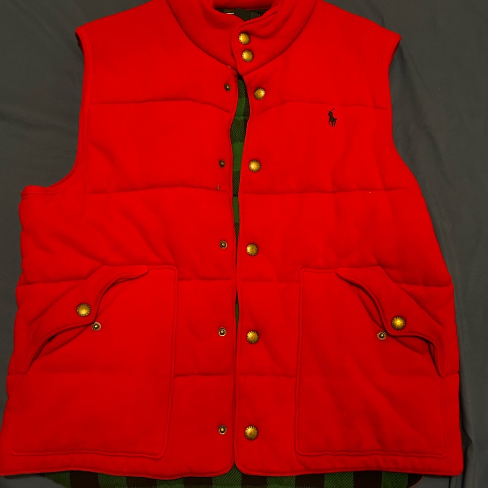 Ralph Lauren Red Puffer Vest Quilted Design